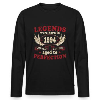 Légende 1994 Anniversaire Légendaire depuis 1994 - T-shirt manches longues Premium bio Homme - noir - Devant - Nico (187cm)
