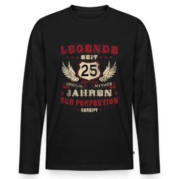 Cadeau d’anniversaire 25e anniversaire - T-shirt manches longues Premium bio Homme - noir - Devant - Nico (187cm)