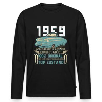Vintage car built in 1959 Born Vintage Birthday - Men's Premium Organic Long Sleeve Shirt - black - Front - Nico (187cm)