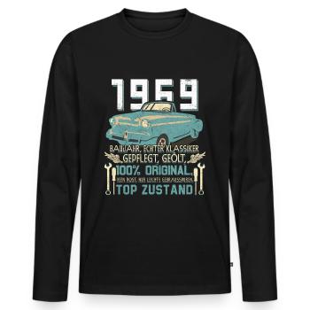 55th Birthday 55 Years Classic Car Gift 1969 - Men's Premium Organic Long Sleeve Shirt - black - Front - Nico (187cm)