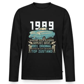 Voiture de collection 1989 Année 1989 35e anniversaire 1989 - T-shirt manches longues Premium bio Homme - noir - Devant - Nico (187cm)