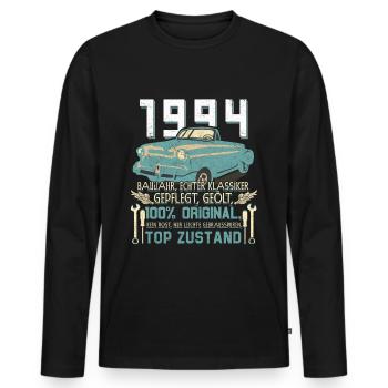 Oldtimer Baujahr 1994 Jahrgang Geburtstag Geschenk - Männer Premium Bio Langarmshirt - Schwarz - Vorne - Nico (187cm)