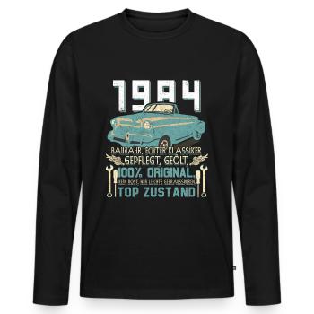 DRÔLE 40ÈME ANNIVERSAIRE VOITURE CLASSIQUE 1984 PIÈCE UNIQUE - T-shirt manches longues Premium bio Homme - noir - Devant - Nico (187cm)