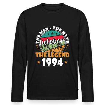 30th Birthday Original October 1994 Volume 94 - Men's Premium Organic Long Sleeve Shirt - black - Front - Nico (187cm)