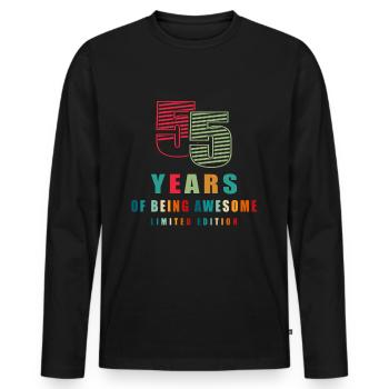 55 Anniversaire 55 ans Anniversaire Dire Cadeau - T-shirt manches longues Premium bio Homme - noir - Devant - Nico (187cm)