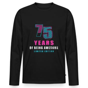 75 Years Of Being Awesome 75 Years - Men's Premium Organic Long Sleeve Shirt - black - Front - Nico (187cm)