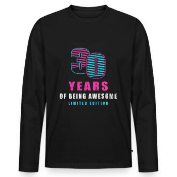 30 Years Of Being Awesome - Men's Premium Organic Long Sleeve Shirt - black - Front - Nico (187cm)