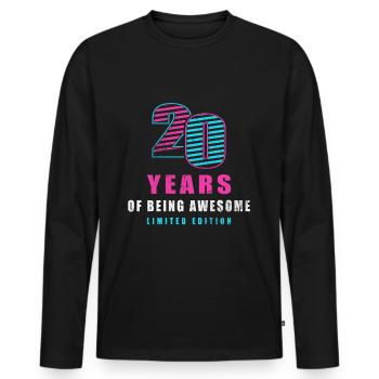 20 ans Awesome Retro 20e anniversaire compte à rebours - T-shirt manches longues Premium bio Homme - noir - Devant - Nico (187cm)