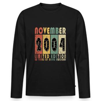 2004 November 2004 Anniversary November 2004 - Men's Premium Organic Long Sleeve Shirt - black - Front - Nico (187cm)