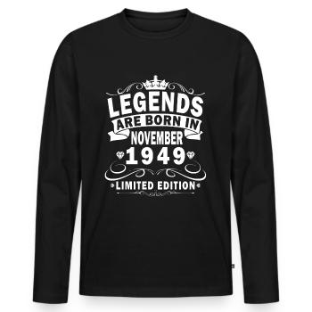 Legend Since November 1949 Born November 1949 - Men's Premium Organic Long Sleeve Shirt - black - Front - Nico (187cm)