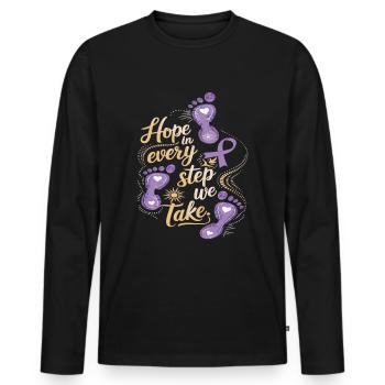Alzheimer's Awareness Purple Ribbon - Men's Premium Organic Long Sleeve Shirt - black - Front - Nico (187cm)