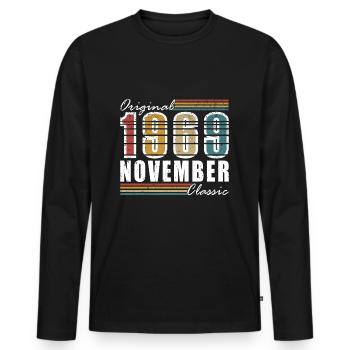 November 1969 Birthday present in November 1969 - Men's Premium Organic Long Sleeve Shirt - black - Front - Nico (187cm)
