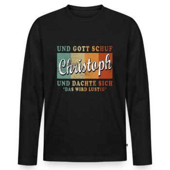 Christoph Name Spruch für stolze Christophs - Männer Premium Bio Langarmshirt - Schwarz - Vorne - Nico (187cm)