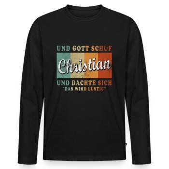 Christian Spruch Vorname Name Gut Besser Christian - Männer Premium Bio Langarmshirt - Schwarz - Vorne - Nico (187cm)