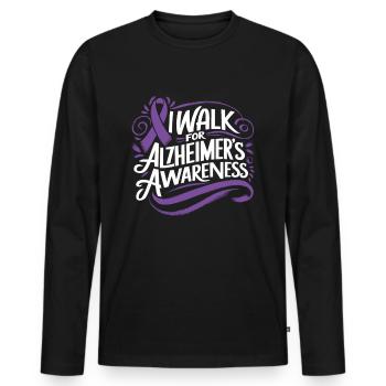 Alzheimer's Awareness Purple Ribbon - Men's Premium Organic Long Sleeve Shirt - black - Front - Nico (187cm)