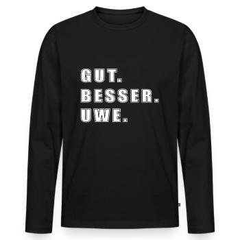 Uwe Name Spruch Geschenk Vorname Uwe - Männer Premium Bio Langarmshirt - Schwarz - Vorne - Nico (187cm)
