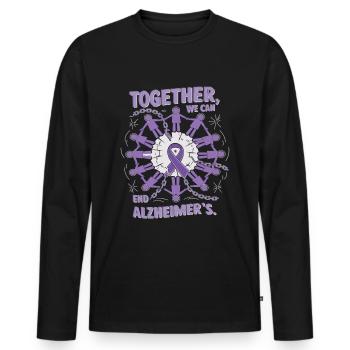 Alzheimer's Awareness Purple Ribbon - Men's Premium Organic Long Sleeve Shirt - black - Front - Nico (187cm)