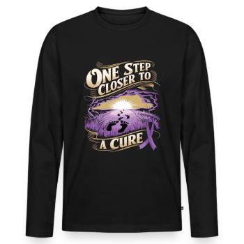 Alzheimer's Awareness Purple Ribbon - Men's Premium Organic Long Sleeve Shirt - black - Front - Nico (187cm)
