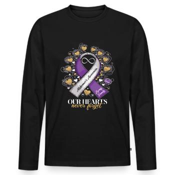 Alzheimer's Awareness Purple Ribbon - Men's Premium Organic Long Sleeve Shirt - black - Front - Nico (187cm)