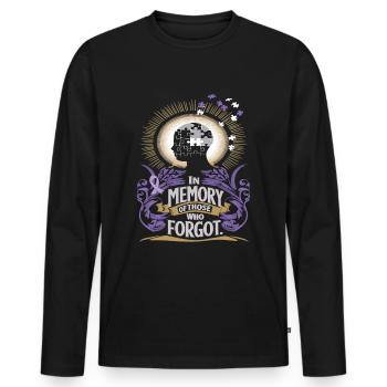 Alzheimer's Awareness Purple Ribbon - Men's Premium Organic Long Sleeve Shirt - black - Front - Nico (187cm)