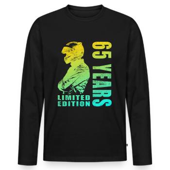 Biker 65. Geburtstag, 65 Jahre Motorradfahrer - Männer Premium Bio Langarmshirt - Schwarz - Vorne - Nico (187cm)
