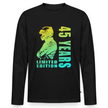 Biker 45. Geburtstag, 45 Jahre Motorradfahrer - Männer Premium Bio Langarmshirt - Schwarz - Vorne - Nico (187cm)