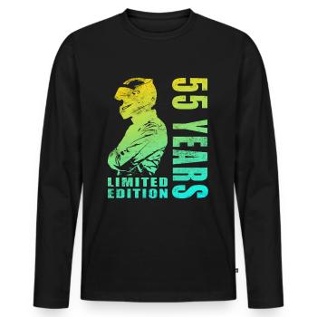 Biker 55. Geburtstag, 55 Jahre Motorradfahrer - Männer Premium Bio Langarmshirt - Schwarz - Vorne - Nico (187cm)