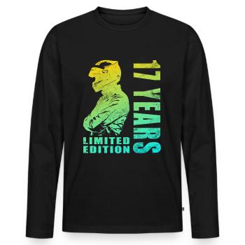 17ème anniversaire motard moto cadeau vintage - T-shirt manches longues Premium bio Homme - noir - Devant - Nico (187cm)