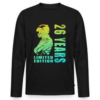 26e anniversaire motard motard - T-shirt manches longues Premium bio Homme - noir - Devant - Nico (187cm)