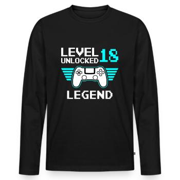 Level 18 Unlocked 18th Birthday Gamer - Men's Premium Organic Long Sleeve Shirt - black - Front - Nico (187cm)