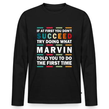 Marvin Name Personnalisé Drôle Anniversaire - T-shirt manches longues Premium bio Homme - noir - Devant - Nico (187cm)