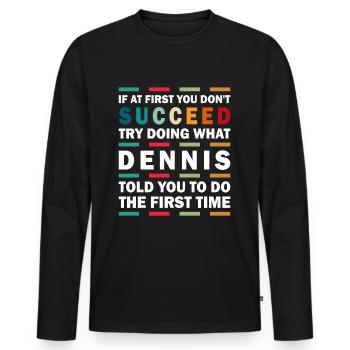 DENNIS Nom Personnalisé Drôle Noël d’anniversaire - T-shirt manches longues Premium bio Homme - noir - Devant - Nico (187cm)