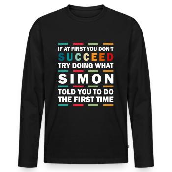 Simon Name Personalisiert Lustig Geburtstag xmas - Männer Premium Bio Langarmshirt - Schwarz - Vorne - Nico (187cm)