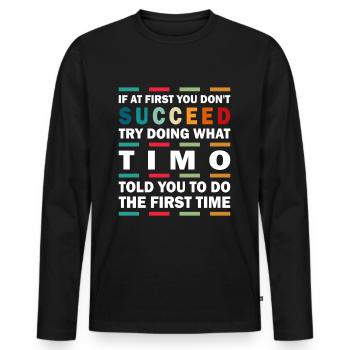 TIMO Nom Personnalisé Drôle Noël d’anniversaire - T-shirt manches longues Premium bio Homme - noir - Devant - Nico (187cm)