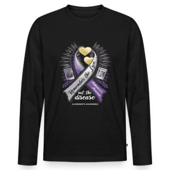 Alzheimer Bewusstsein Lila Band - Männer Premium Bio Langarmshirt - Schwarz - Vorne - Nico (187cm)