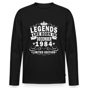 December 1984 Birthday December 1984 Gift - Men's Premium Organic Long Sleeve Shirt - black - Front - Nico (187cm)