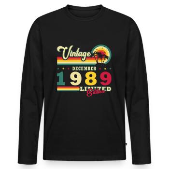 December 1989 Birthday December 1989 December - Men's Premium Organic Long Sleeve Shirt - black - Front - Nico (187cm)