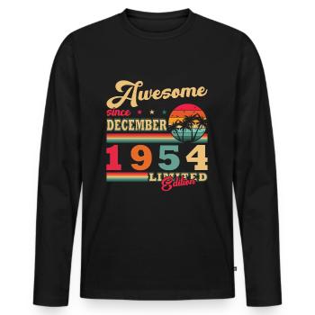 Dezember 1954 Geburtstagsgeschenk Dezember 1954 - Männer Premium Bio Langarmshirt - Schwarz - Vorne - Nico (187cm)