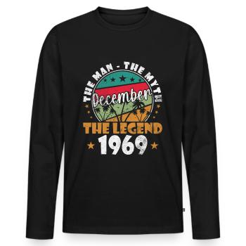 Décembre 1969 Jubilé 1969 Légendes Décembre - T-shirt manches longues Premium bio Homme - noir - Devant - Nico (187cm)