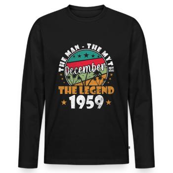 Décembre 1959 Jubilé 1959 Légendes Décembre - T-shirt manches longues Premium bio Homme - noir - Devant - Nico (187cm)
