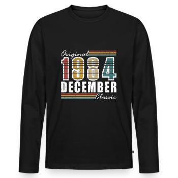 Jubilé Décembre 1984 L’Original 1984 Décembre - T-shirt manches longues Premium bio Homme - noir - Devant - Nico (187cm)
