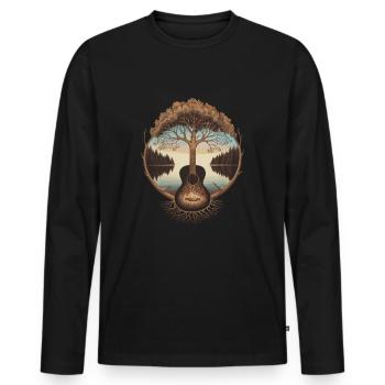 Acoustic Guitar Guitar Music Guitarist - Men's Premium Organic Long Sleeve Shirt - black - Front - Nico (187cm)