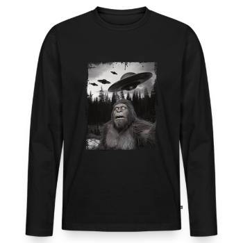 Ufo Alien Bigfoot Sasquatch - Männer Premium Bio Langarmshirt - Schwarz - Vorne - Nico (187cm)