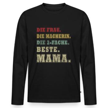 Best Mom ever zweifache Mutter Mama 2 Kinder - Männer Premium Bio Langarmshirt - Schwarz - Vorne - Nico (187cm)