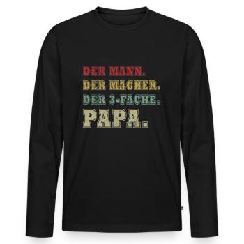 Papa 3 Kinder stolzer Vater 3 Kinder dreifacher - Männer Premium Bio Langarmshirt - Schwarz - Vorne - Nico (187cm)
