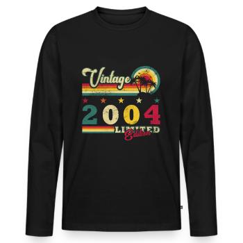 Jahrgang 2004 Retro 2004 Geburtstagsgeschenk - Männer Premium Bio Langarmshirt - Schwarz - Vorne - Nico (187cm)