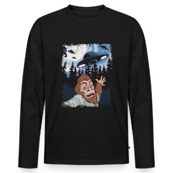 OVNI extraterrestre Bigfoot Sasquatch - T-shirt manches longues Premium bio Homme - noir - Devant - Nico (187cm)