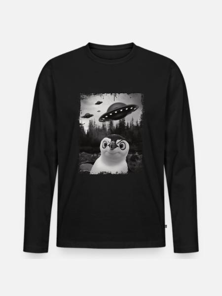 Cooler Lustiger Pinguin - Männer Premium Bio Langarmshirt - Schwarz