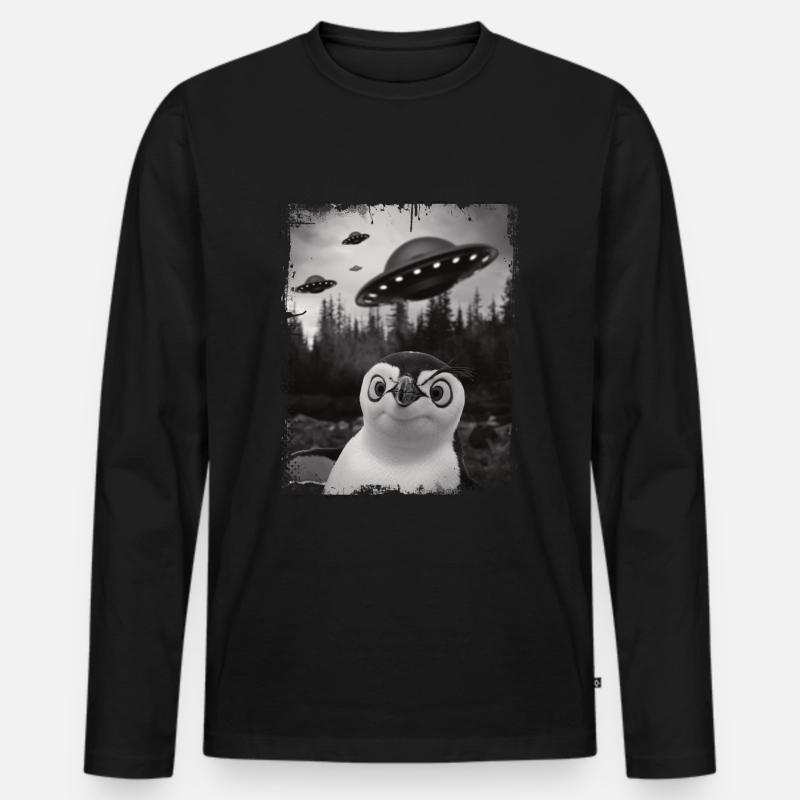 Cooler Lustiger Pinguin - Männer Premium Bio Langarmshirt - Schwarz
