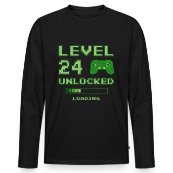 Level 24 Unlocked 24 Years Birthday Gift - Men's Premium Organic Long Sleeve Shirt - black - Front - Nico (187cm)